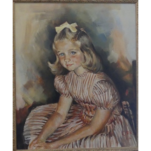 238 - James Robert Wallace Orr (British, 1907-1992), Shelley, aged 6 years, half-length portrait, oil on c... 