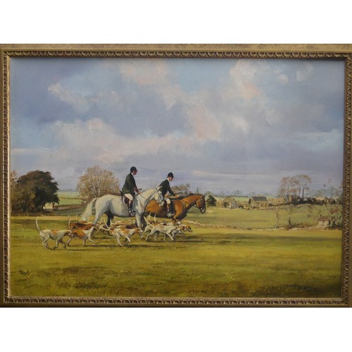 240 - Peter Donnithorne (British, b. 1933), Beaufort near Didmarton (hunting scene), oil on canvas, signed... 