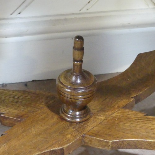 397 - A Queen Anne style oak Side Table, the rectangular top over a singular frieze drawer with tear drop ... 