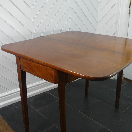 402 - A 19thC inlaid mahogany fold over Card Table, with folding and rotating mechanism set on straight le... 