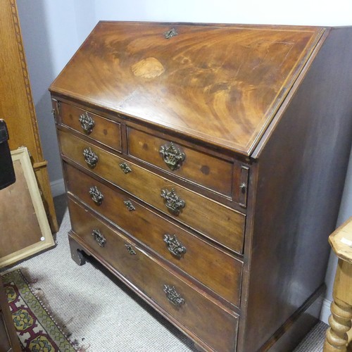 404 - A George III inlaid mahogany Bureau, inside cupboard drawer is broken, shown in picture W 106cm x H ... 