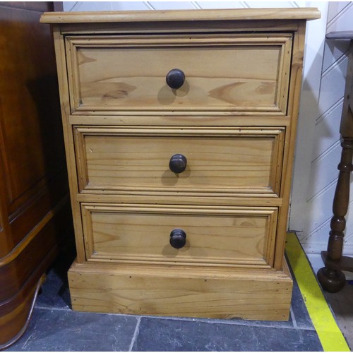 411 - A pine bedside Cabinet, W 47cm x H 61cm x D 39cm.