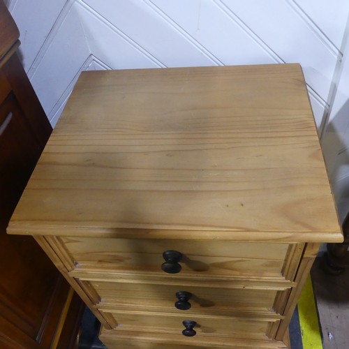 411 - A pine bedside Cabinet, W 47cm x H 61cm x D 39cm.