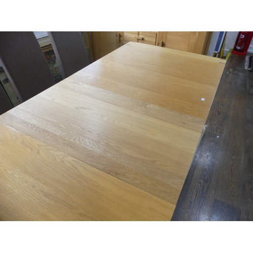 414 - A modern light oak John Lewis Dining Table and six Chairs, featuring dovetail joints, W 231cm x H 76... 