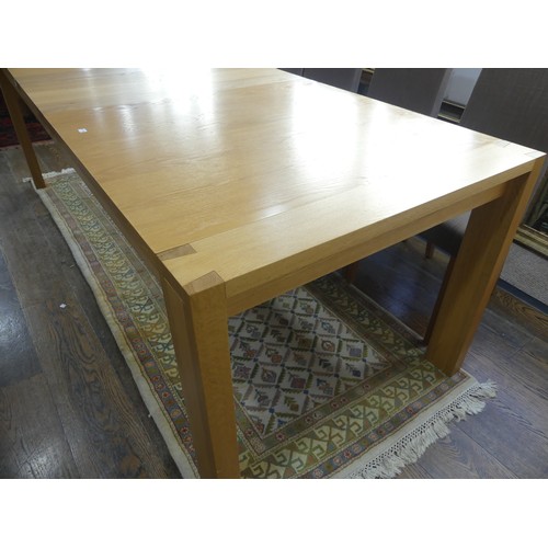 414 - A modern light oak John Lewis Dining Table and six Chairs, featuring dovetail joints, W 231cm x H 76... 