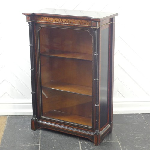 420 - An Aesthetic movement Pier Cabinet / glazed Bookcase, W 65cm x H 97cm x D 33cm.