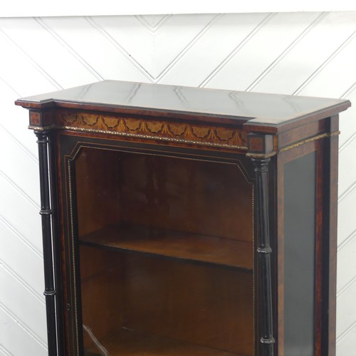 420 - An Aesthetic movement Pier Cabinet / glazed Bookcase, W 65cm x H 97cm x D 33cm.