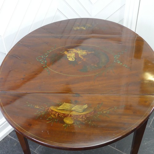 421 - A Sheraton revival style Pembroke table with painted decoration, W 76cm x H 71cm x D 53cm.... 