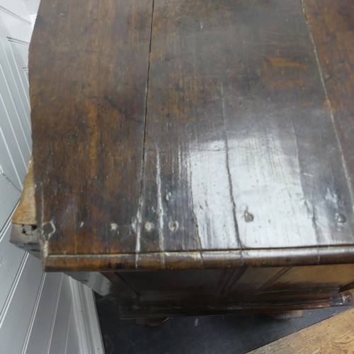 422 - A Carolean style oak Chest-on-Stand, W 92cm x H 94.5cm x D 50.5cm, ball feet damaged.... 