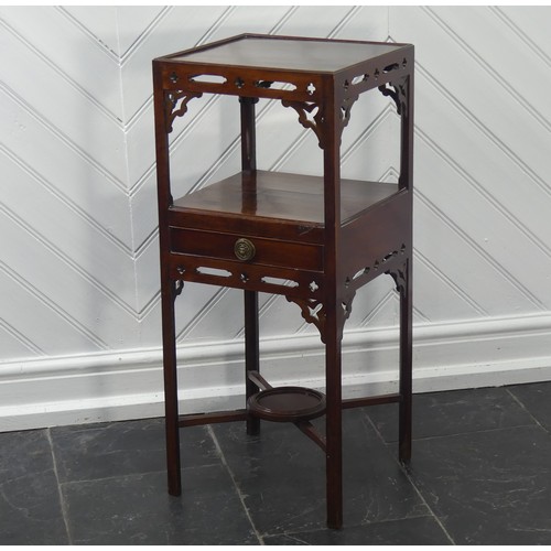 423 - A Chippendale style mahogany night table / Washstand, W 33 cm x H 77cm x D 31cm, together with a wal... 