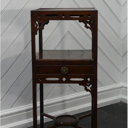 423 - A Chippendale style mahogany night table / Washstand, W 33 cm x H 77cm x D 31cm, together with a wal... 