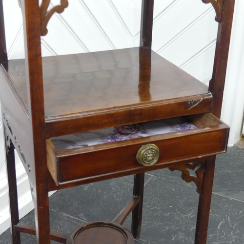 423 - A Chippendale style mahogany night table / Washstand, W 33 cm x H 77cm x D 31cm, together with a wal... 