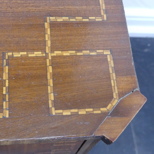 428 - A late 19thC French Commode inlaid with shell and marquetry decoration, with some old repairs to the... 