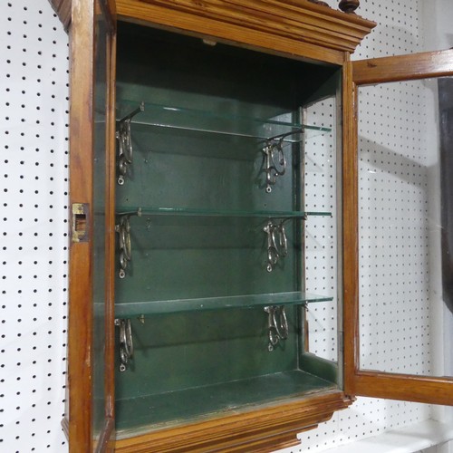 429 - A 20thC Pine glazed Wall Cabinet, with three internal glass shelves,  W 65cm x H 106cm x D 25cm.... 