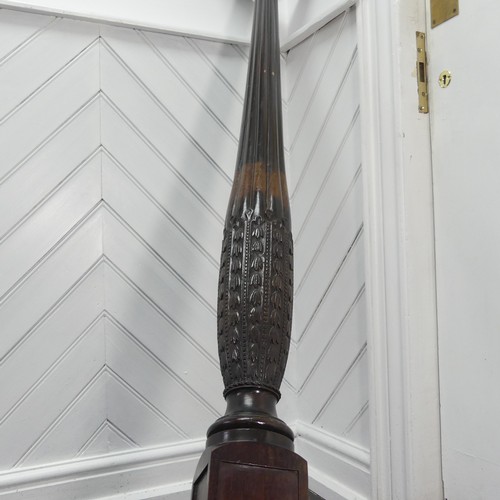 436 - A Victorian carved mahogany torchere, with a screw on circular top mounted on a reeded column and we... 