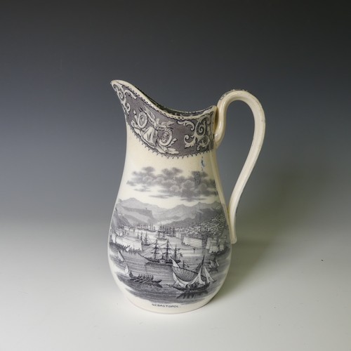 81 - A Crimean War commemorative pottery Jug, attributed to Ynysmeudwy, with moulded loop handle, transfe... 