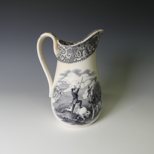 81 - A Crimean War commemorative pottery Jug, attributed to Ynysmeudwy, with moulded loop handle, transfe... 