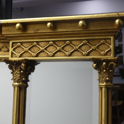 452 - A good reproduction giltwood framed three plate Overmantel Mirror, W 154cm x H 84cm x D 10 cm.... 