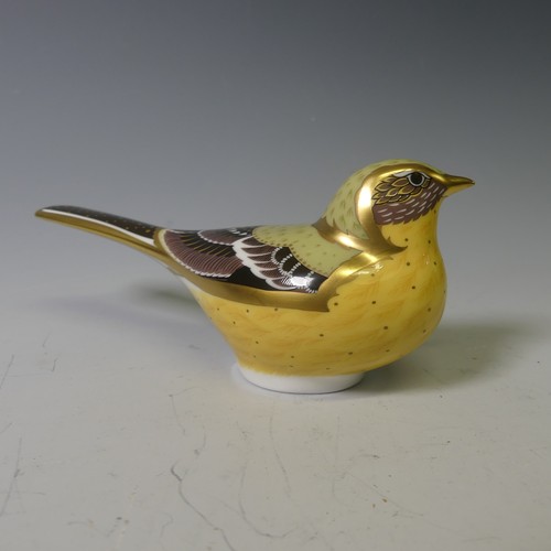 105 - A Royal Crown Derby Yellow Wagtail Paperweight, together with Fairy Wren, Black and White Kitten and... 