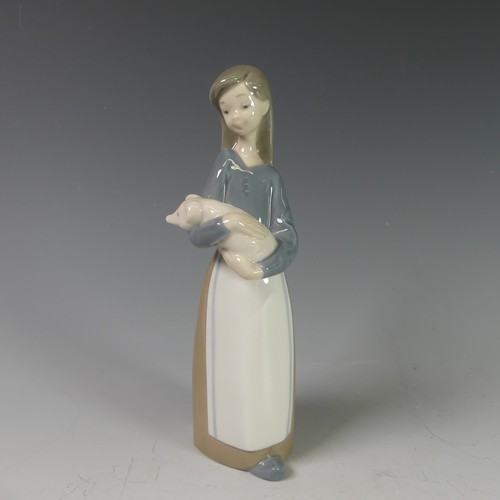 106 - A small quantity of Lladro Figures, to comprise Goose Girl, Young Girl Carrying Basket, Seated Clown... 