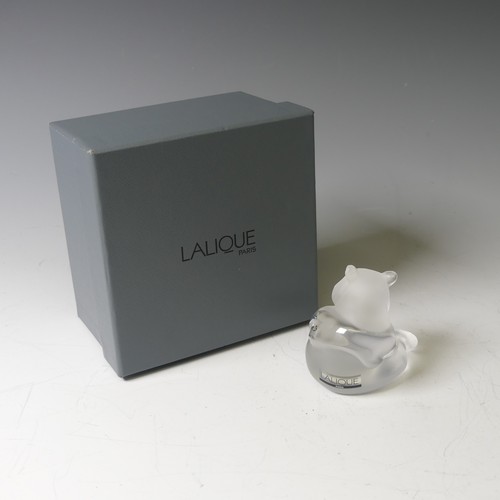 108 - A Lalique frosted glass Panda Paperweight, with etched signature to base, with Presentation Box and ... 