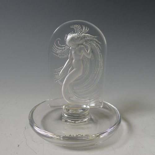 109 - A Lalique 'Naiade' glass Ring / Pin Dish, of circular form with central ached mermaid plaque, signat... 