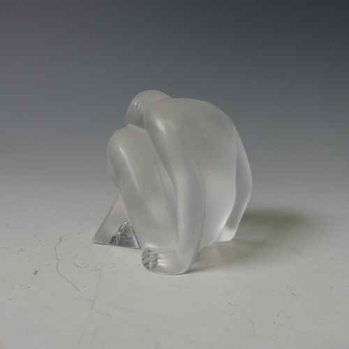 110 - A Lalique frosted glass Seated Nude study, with signature to base and stickered pattern number 11917... 