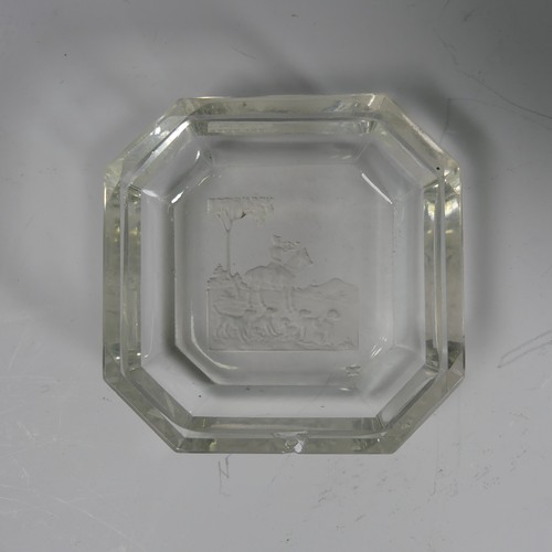 115 - A small Baccarat glass Pin Tray, of rectangular form with canted corners, the centre with nude femal... 