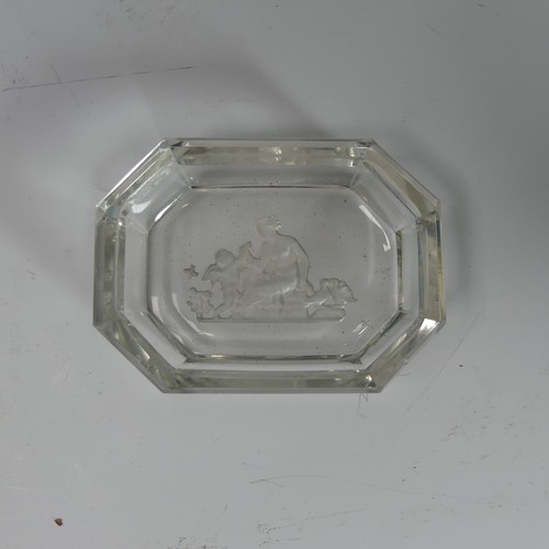 115 - A small Baccarat glass Pin Tray, of rectangular form with canted corners, the centre with nude femal... 