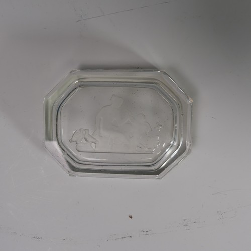 115 - A small Baccarat glass Pin Tray, of rectangular form with canted corners, the centre with nude femal... 