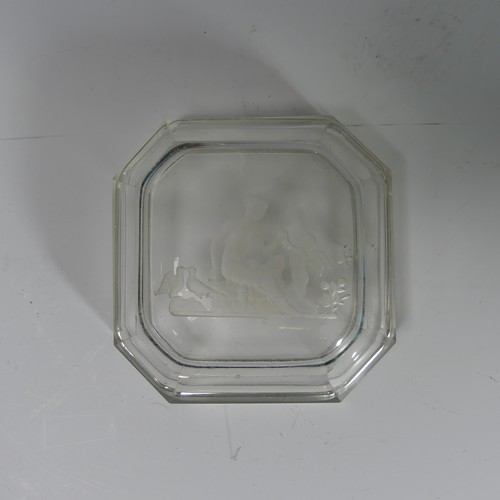 115 - A small Baccarat glass Pin Tray, of rectangular form with canted corners, the centre with nude femal... 