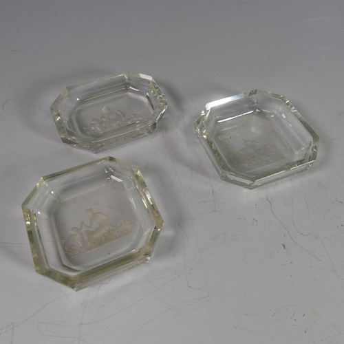 115 - A small Baccarat glass Pin Tray, of rectangular form with canted corners, the centre with nude femal... 