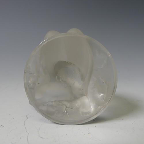 120 - A Lalique frosted glass figure of a Nude with Goat, with stamped mark to base, H 12cm.... 