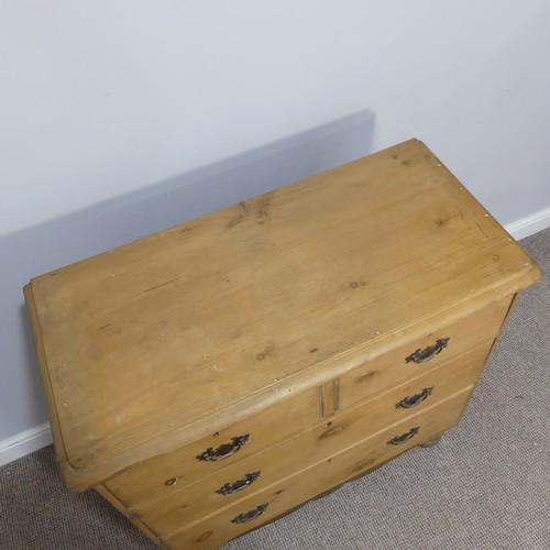 362 - A pine Chest of Drawers, comprising two short over two long drawers, raised on turned feet, W 89cm x... 