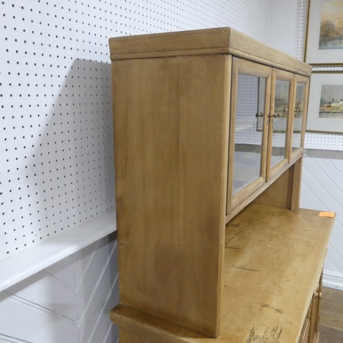 371 - An Early 20thC glazed pine Dresser, with ceramic spice draws, W 137cm x H 173cm x D 55.5cm.... 