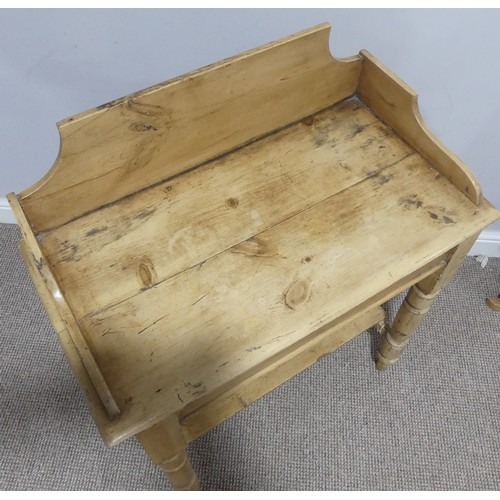 384 - An early 20thC pine Washstand, W 75cm x H 92cm x D 39cm.