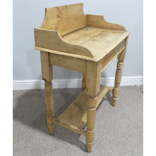 384 - An early 20thC pine Washstand, W 75cm x H 92cm x D 39cm.