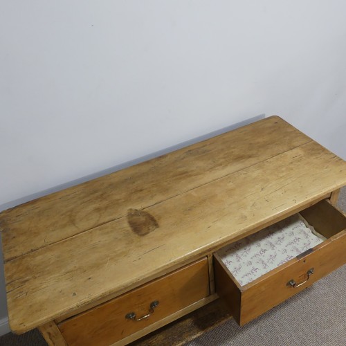 376 - An early 20thC pine Dresser Base, W 137.5cm x  H 82.5cm x D 42cm.