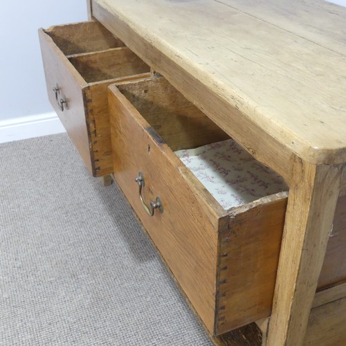 376 - An early 20thC pine Dresser Base, W 137.5cm x  H 82.5cm x D 42cm.