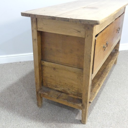 376 - An early 20thC pine Dresser Base, W 137.5cm x  H 82.5cm x D 42cm.