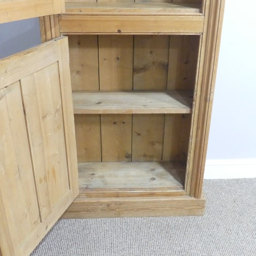 370 - An early 20thC pine glazed Larder Cabinet, W 65cm x H 188cm x D 28cm.