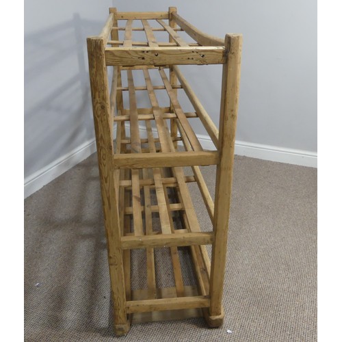 369 - An early 20thC pine Bread Rack, top beam is split and will need refurbishing, W 140cm x H 105cm x D ... 