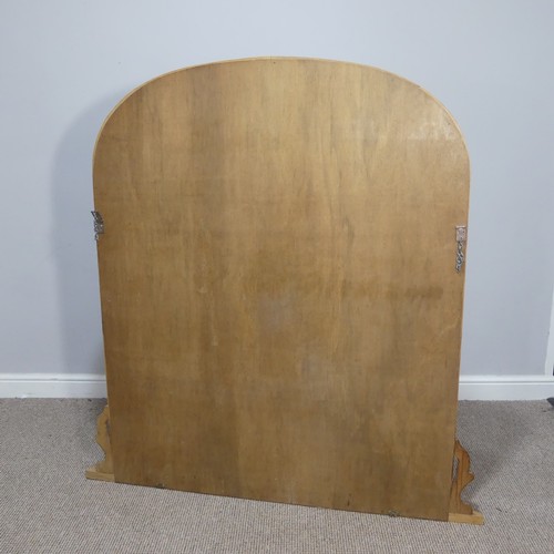 379 - An early 20thC large carved pine Overmantle Mirror, W 133cm x H 144cm.