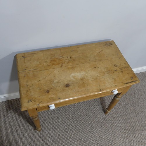 378 - An early 20thC pine Side Table, W 89cm x H 74cm x D 49cm.