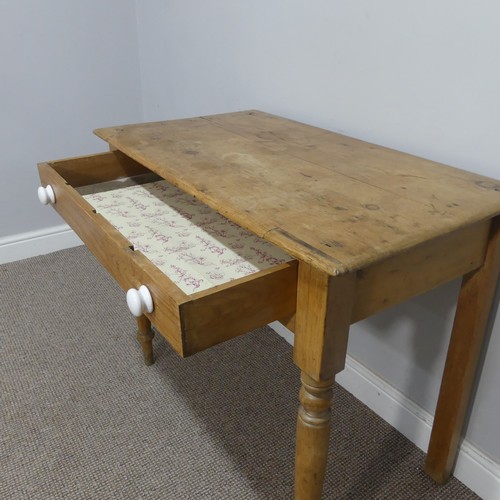 378 - An early 20thC pine Side Table, W 89cm x H 74cm x D 49cm.