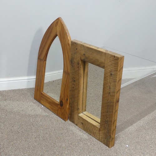 385 - Two early 20thC thick wood framed Wall Mirrors, W 44cm x H 71cm.