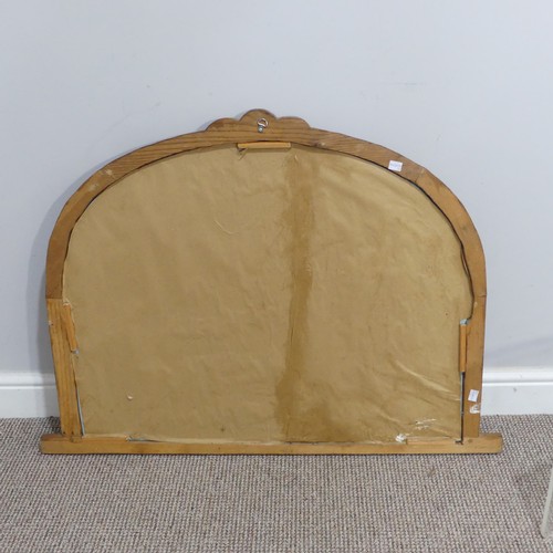 386 - A 20thC carved pine overmantel mirror, W 96cm x H 71cm.