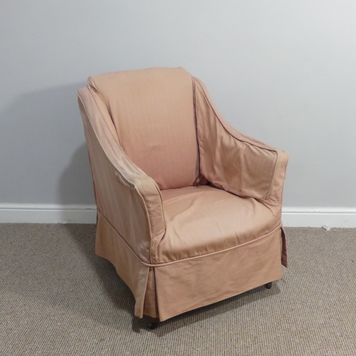 477 - An Edwardian upholstered Armchair, with loose cover, 65cm wide, 70cm deep x 87cm high.... 