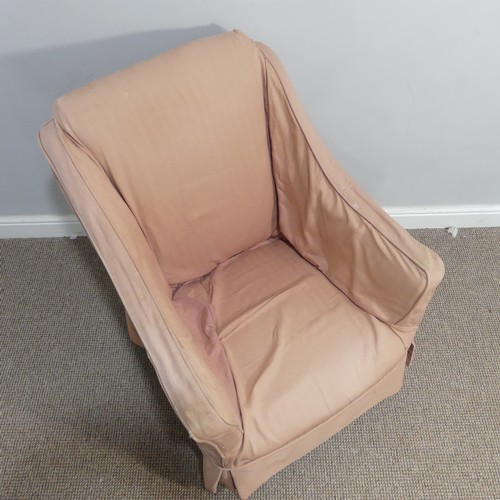 477 - An Edwardian upholstered Armchair, with loose cover, 65cm wide, 70cm deep x 87cm high.... 