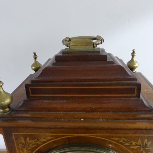 260 - A Regency-style mahogany Bracket Clock, the case with gilt-metal mounts and floral inlays,  converte... 